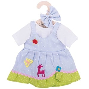 Robe bleue à pois - poupée douce 34cm