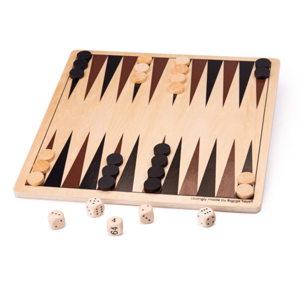 Syrace Jeu de Backgammon Classique en Bois incrusté de 40 cm - Grande