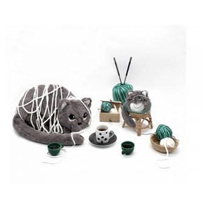 Peluche chat miaou maman et son bébé