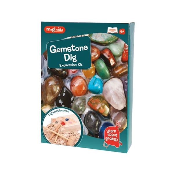 National Geographic Kit d'Excavation de Gemmes avec 10 Véritables Pierres Précieuses pour Enfants, Découvrez Les Pierres Précieuses avec des Outils d' Excavation et Une Loupe, Kits de Science