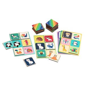 Loto en bois animaux arc-en-ciel