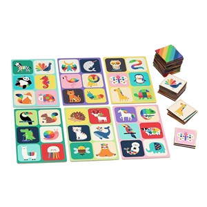 Loto en bois animaux arc-en-ciel