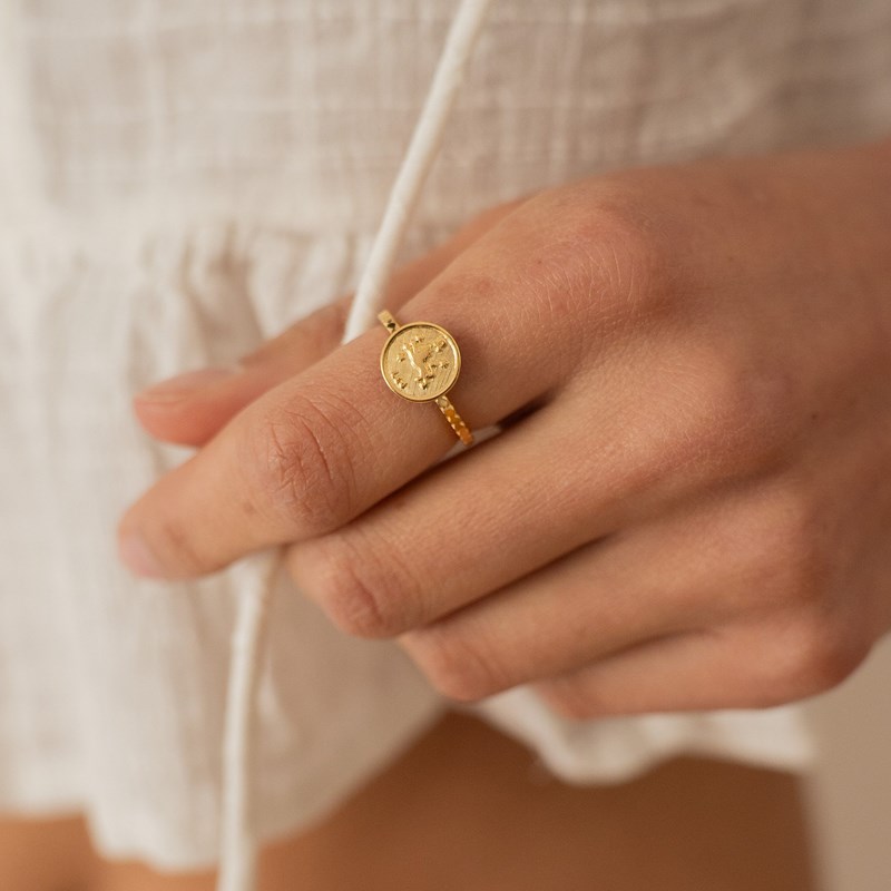 Bague réglable astro doré - lion