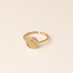 Bague réglable astro doré  - lion