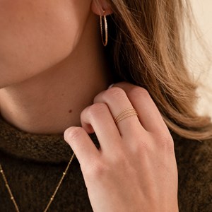 Bague réglable triple anneaux doré