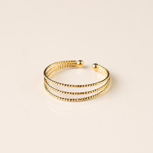 Bague réglable triple anneaux doré