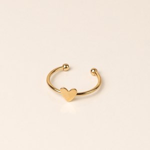 Bague réglable coeur porte bonheur doré