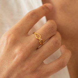 Bague réglable volutes cristal rose doré