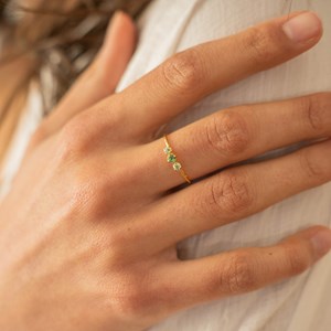 Bague réglable doré bicolore vert