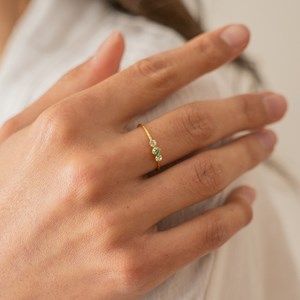 Bague réglable doré bicolore vert