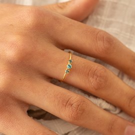 Bague réglable doré bicolore bleu