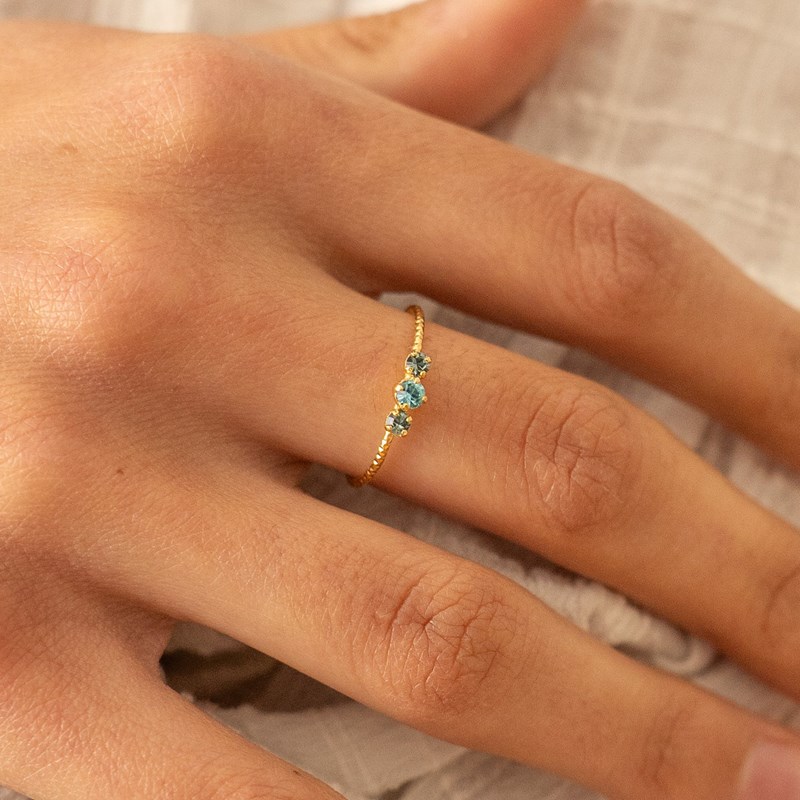 Bague réglable doré bicolore bleu