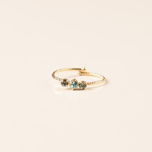 Bague réglable doré bicolore bleu