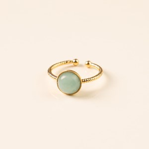 Bague réglable dorée amazonite naturelle