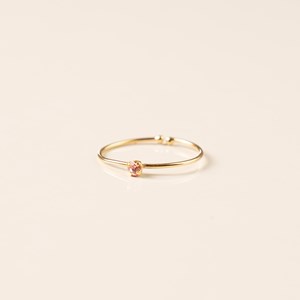 Bague réglable dorée cristal rose pâle