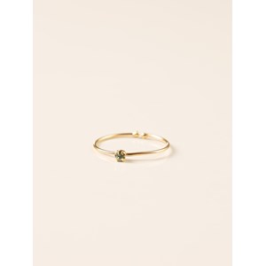 Bague réglable fine dorée cristal vert