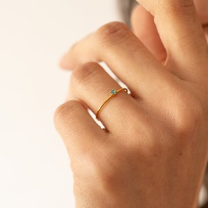 Bague réglable dorée cristal turquoise