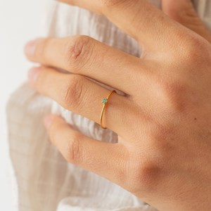 Bague réglable dorée cristal turquoise