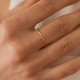 Bague réglable fine dorée cristal lilas