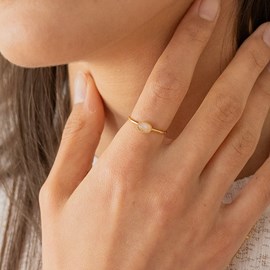 Bague réglable dorée - mini quartz rose