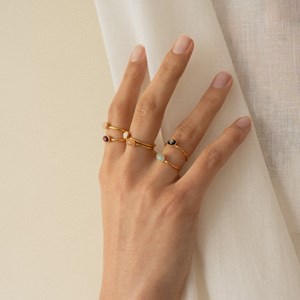 Bague réglable dorée - pierre de soleil