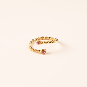 Bague réglable dorée cristaux roses