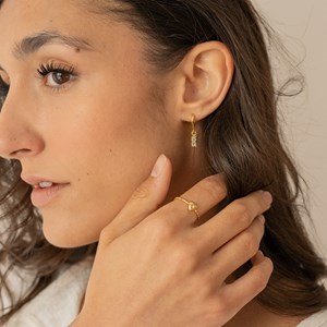 Bague réglable dorée coeur cristal blanc