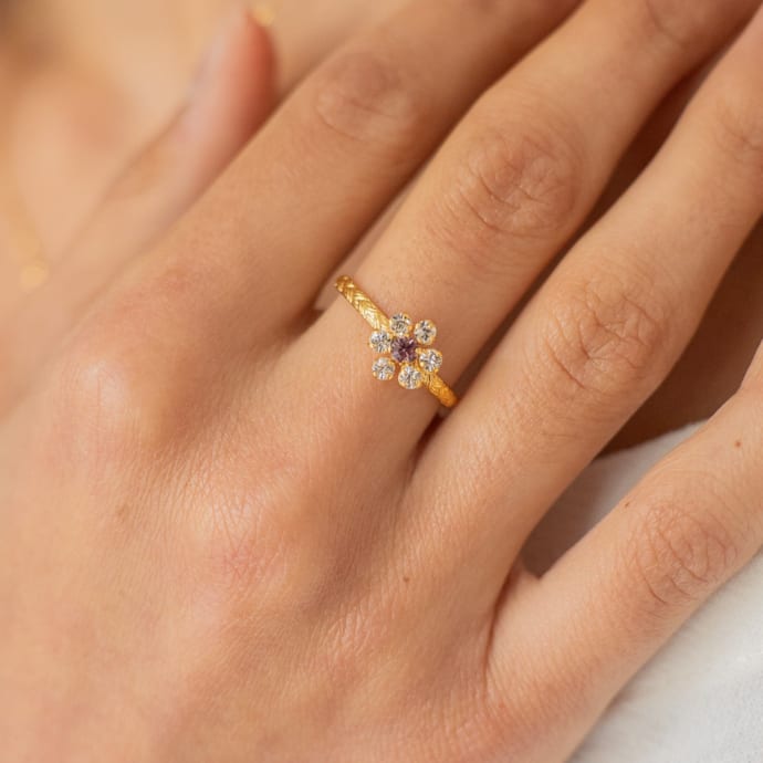 Bague Fleur Réglable Avec Pierres Turquoises - Métal Doré Sans Nickel - Neuf Avec étiquettes
