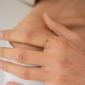 Duo de bagues réglables dorées - vert