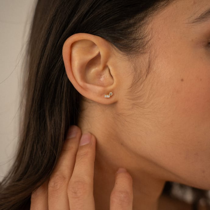 Boucles D'oreilles Vintage POGGI PARIS - Noires Avec Strass Blancs - Occasion