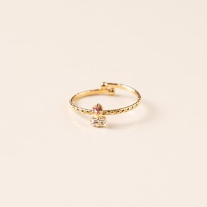 Bague réglable doré bicolore rose blanc