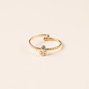 Bague réglable doré bicolore bleu blanc