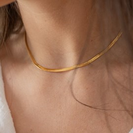 Collier doré - chaine serpent plate