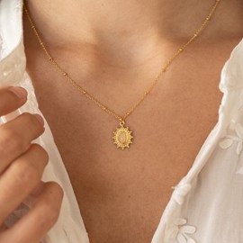 Collier soleil doré - quartz rose