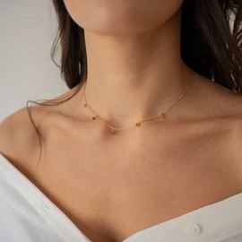 Collier doré - cristaux violets