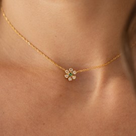 Collier fleur cristal vert