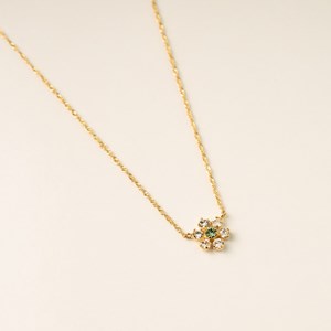 Collier fleur cristal vert