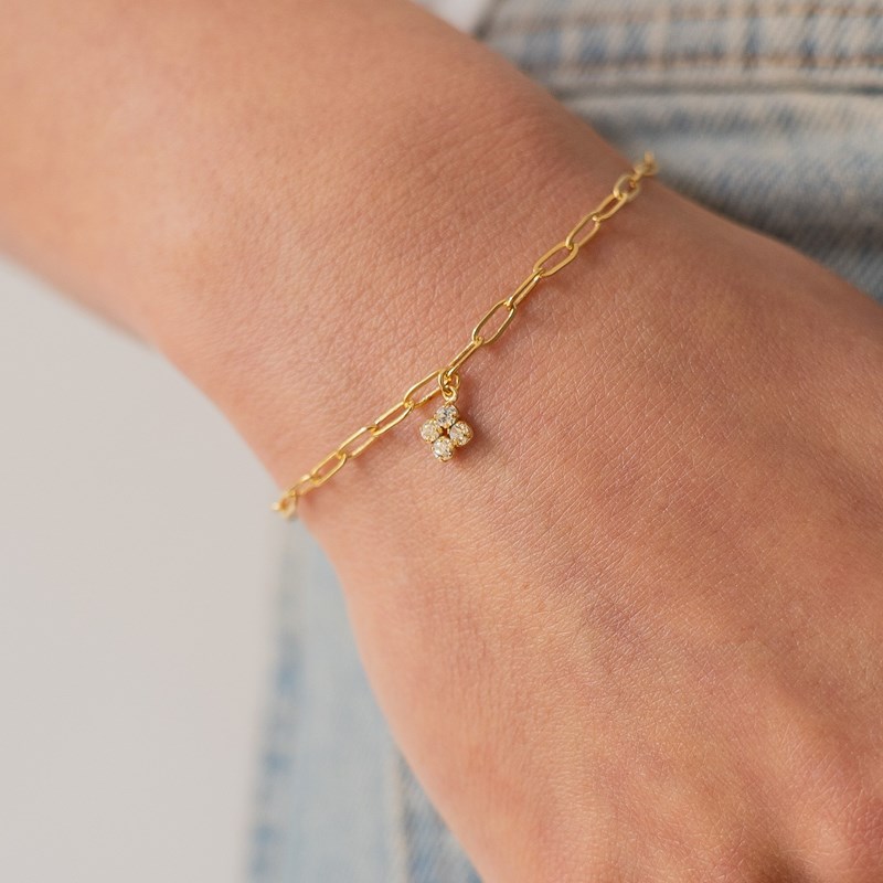 Bracelet doré losange cristal blanc