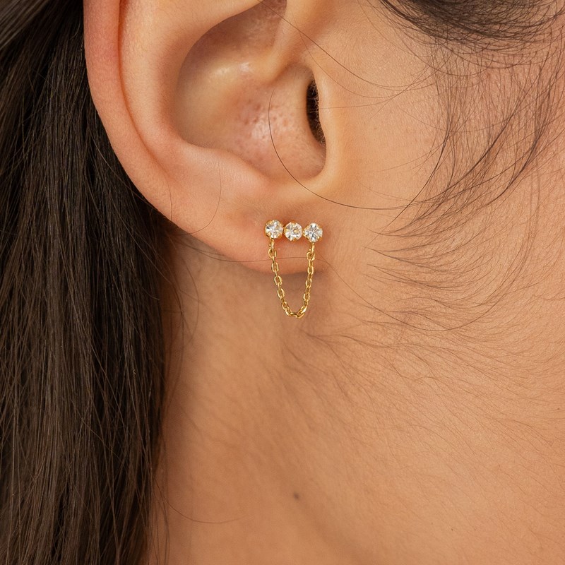 L'Atelier Du Marais - Paris - Clou doré 3 strass blancs et chaine