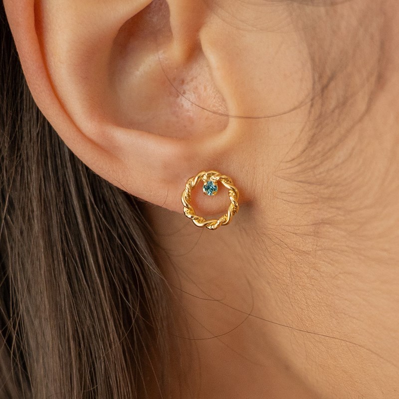 L'Atelier Du Marais - Paris - Boucles dorées - anneaux cristal bleu