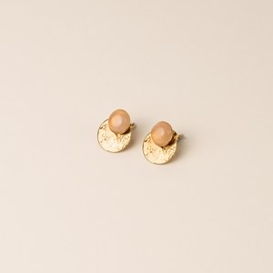 Boucles à médailles doré - quartz rose