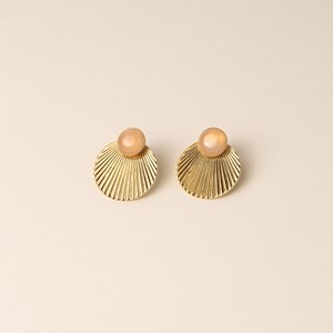 Boucles à médailles doré - quartz rose