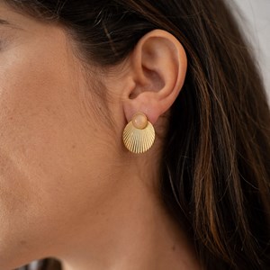 Boucles à médailles doré - quartz rose