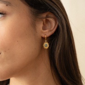 Créoles dorées soleil - amazonite