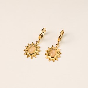 Créoles dorées soleil - quartz rose