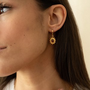 Créoles dorées soleil - grenat