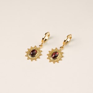 Créoles dorées soleil - grenat