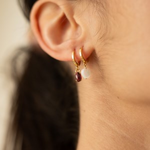 Créole dormeuse - grenat ovale