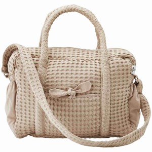 Sac à langer en coton gaufré beige 28 x