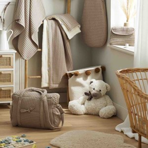 Sac à langer coton gaufré beige 28 x 42